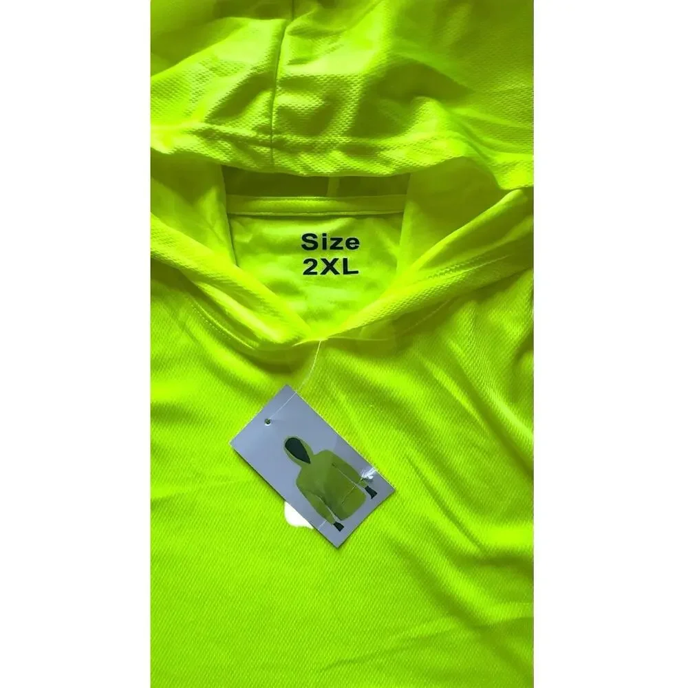ProtectX Mens Long Sleeve Hoodie Neon Green‎ High Visibility Sun Protection Size